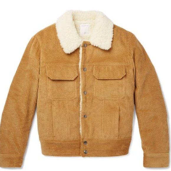 Sandro Shearling & Corduroy Trucker Jacket in Mustard - Season H2018 - Size M - Picture 13 of 15